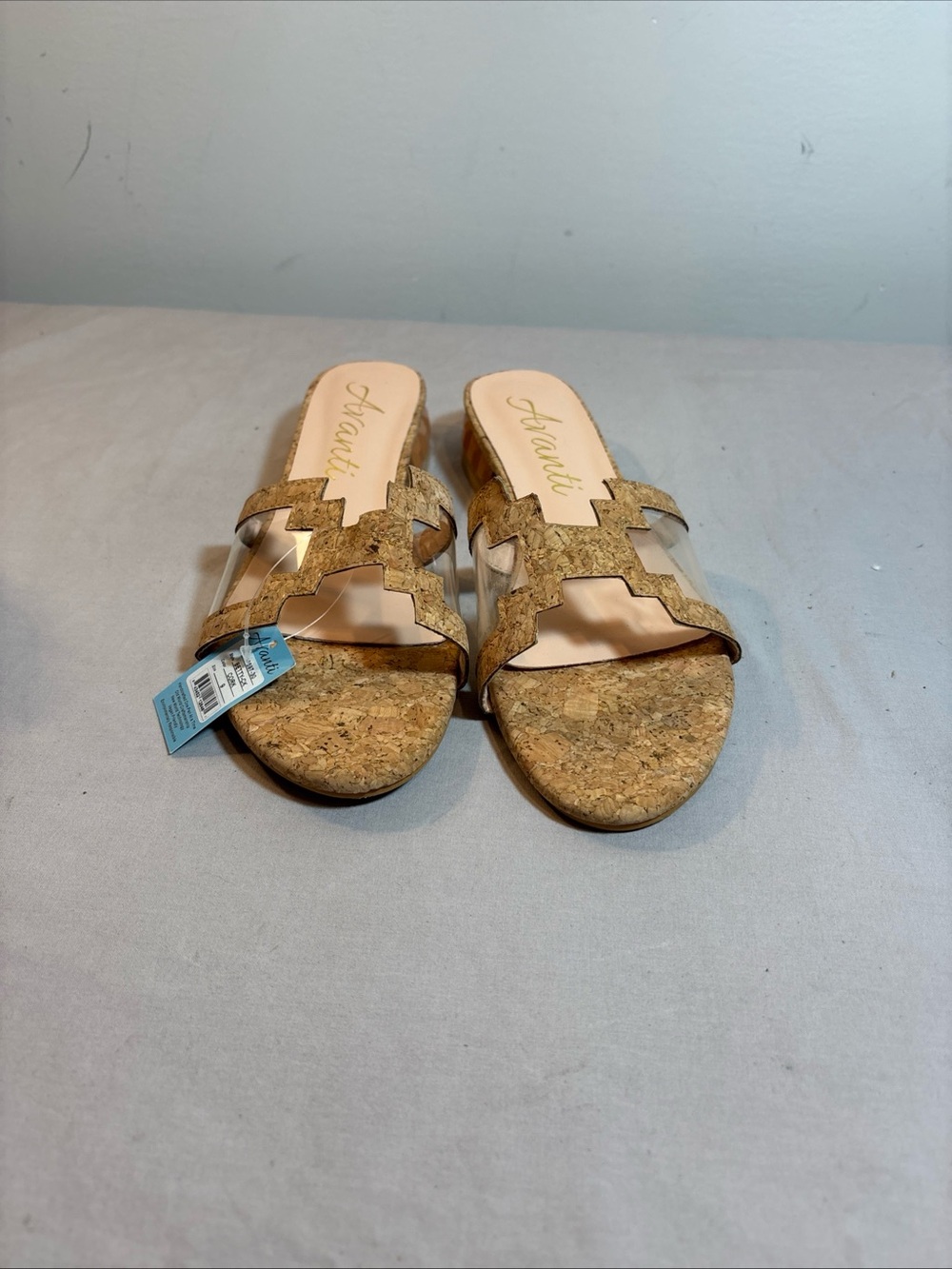 Avanti Cork-Textured Slide Mules with Clear Strap - Picture 3 of 9
